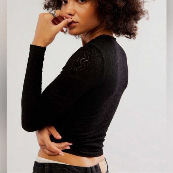Free People Get Ready Seamless Long Sleeve Black - Picture 5 of 13